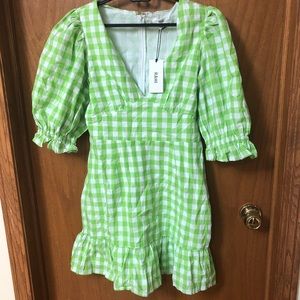 Green and white gingham dress